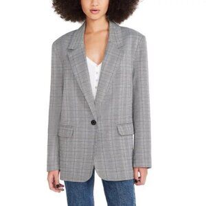 Steve Madden Women's Oversized Fit Shoulder Pads Blazer, Gray, Size L